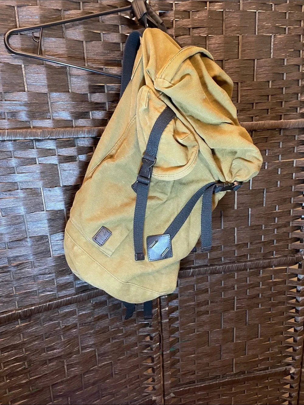 All-Son Military Style Mustard Yellow Canvas Backpack - Unisex